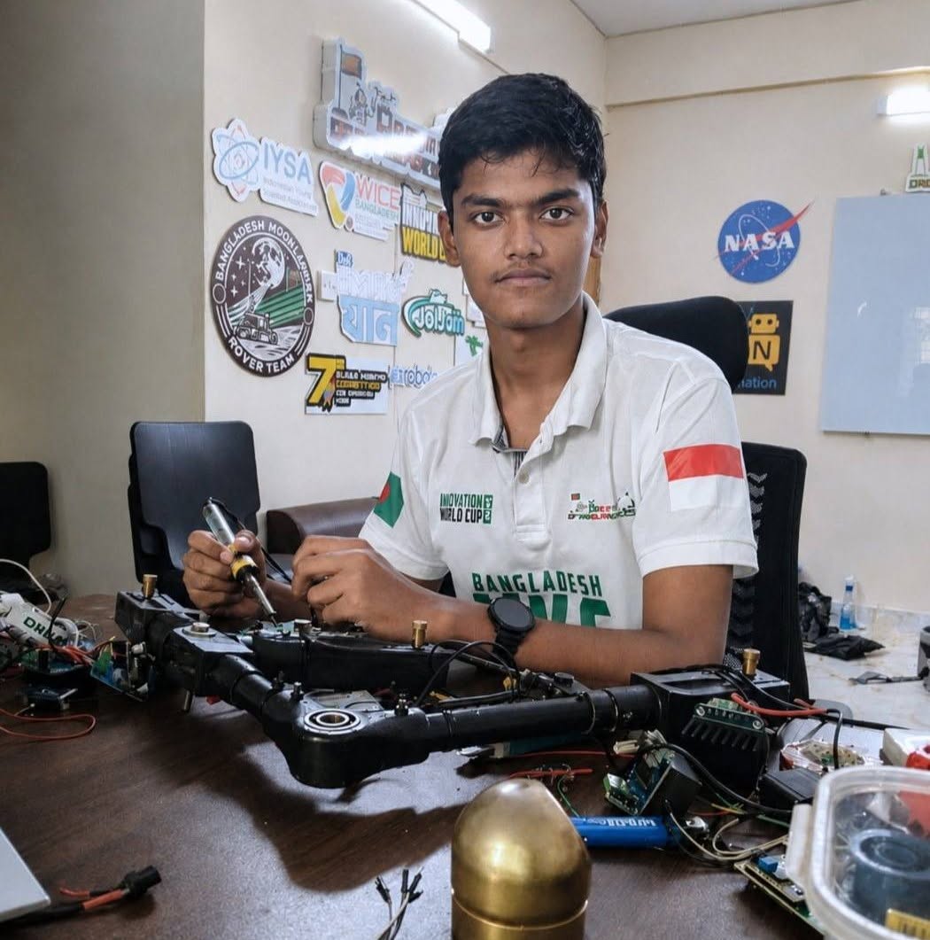 Al Amin Sani working on robotics and electronics